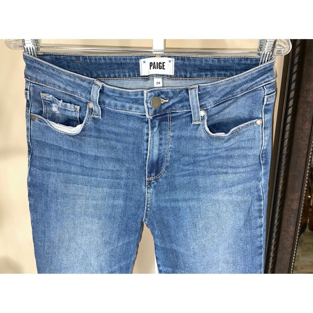 Paige Verdugo Crop Jeans W/29 Blue Bree Destructed 1948F50-046 - Picture 4 of 14